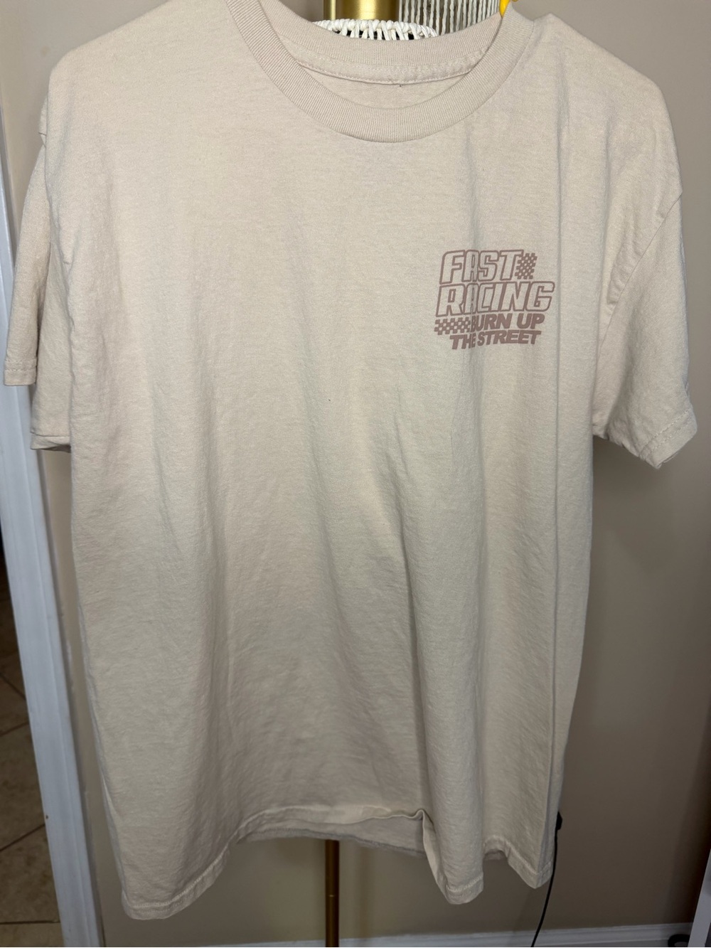 Men's Beige Racing Graphic Tee